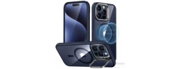 For iP15 Pro Max Magnetic Heavy Duty Hybrid Case with Side Kick-Stand - Dark Blue
