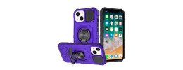 For iP15 Pro Max Magnetic Ring Stand Classic Design FULL Camera Protection Hybrid Case - Dark Purple