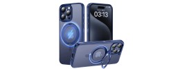 For iP15 Pro Max Magnetic Ring Stand Square Passion Hearts Glitter Case Cover - Blue