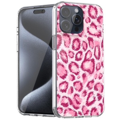 For iP15 Pro Max Novelty Full Diamond All Around Transparent Hybrid Case - Light Pink
