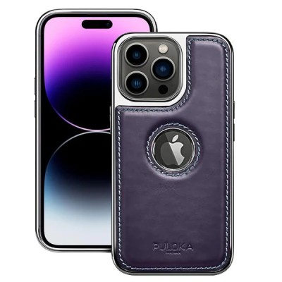 For iP15 Pro Max PU Leather Window Flap Case with Cover - Dark Purple