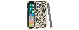 For iP15 Pro Max SQUARE Passion Glitter Diamond Ring Stand Case Cover - BLACK CHROME C