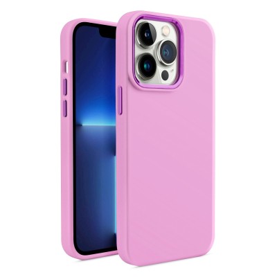 For iP15 Pro Max Premium LIQUID Silicone with Metal Buttons and Camera Edges Case Cover - Pink