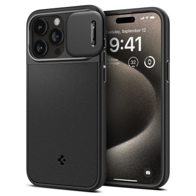 For iP15 Pro Max Premium PU Leather Square Heart Hybrid Case - Black