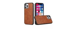 For iP15 Pro Max Premium PU Leather Square Heart Hybrid Case - Brown