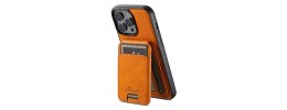 For iP15 Pro Max Purse Style Wallet Card ID Money Holder with Zip containing Long & Short Lanyard - Brown