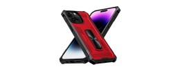 For iP15 Pro Max Push Mount Friendly Camera Protective [Ring Stand] Hybrid Case - Red