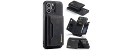 For iP15 Pro Max Retro Wallet Card Holder Case Cover - Black