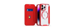 For iP15 Pro Max Retro Wallet Card Holder Case Cover - Red
