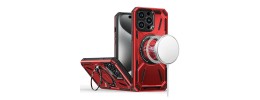 For iP15 Pro Max Ring Magnetic Kickstand Hybrid Case Cover - Red