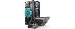 For iP15 Pro Max Robust Magnetic Kickstand Hybrid Case Cover - Black