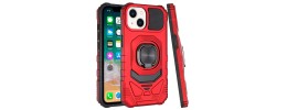 For iP15 Pro Max Robust Magnetic Kickstand Hybrid Case Cover - Red