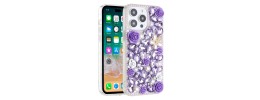 For iP15 Pro Max Rose Flower Full Diamond Bling Stones - Clear