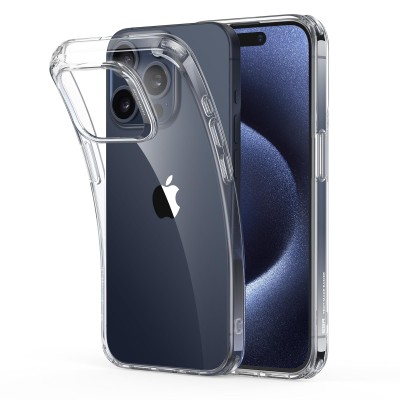 For iP15 Pro Max Shockproof Transparent Thick TPU Case Cover - Clear