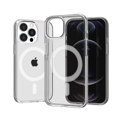 For iP15 Pro Max Sturdy Ultra [Magnetic Circle] Thick 3mm Transparent Hybrid - Smoke