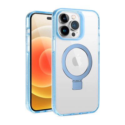 For iP15 Pro Max Thick Transparent HQ [Magnetic Circle] Case - Black