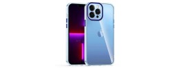 For iP15 Pro Max Transparent Clear Hybrid with Matching Metal Buttons and Camera Protection - Dark Blue