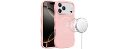 For iP15 Pro Max Transparent Glitter Rotaional Magnetic Ring Stand HQ Hybrid - Light Pink