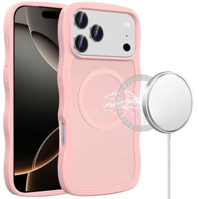 For iP15 Pro Max Transparent Glitter Rotaional Magnetic Ring Stand HQ Hybrid - Light Pink