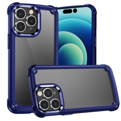 For iP15 Pro Max Ultimate CaseX Transparent Hybrid Case with Metal Buttons And Camera Edges - Black
