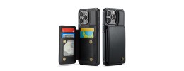For iP15 Pro Max Wallet ID Card Holder Case Cover - Black
