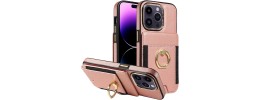 For iP15 Pro Max Wallet ID Card Holder Case Cover - Rose Gold