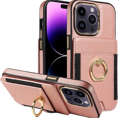For iP15 Pro Max Wallet ID Card Holder Case Cover - Rose Gold