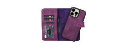For iP15 Pro Max Wallet Premium PU Vegan Leather ID Card Money Holder with Magnetic Closure - Purple