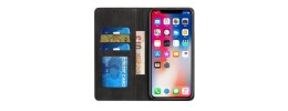 For iP15 Pro Max Wallet Premium PU Vegan Leather ID Card Money Holder with Magnetic Closure - Black