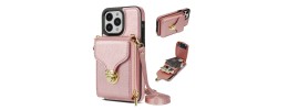 For iP15 Pro Max Wallet Premium PU Vegan Leather ID Card Money Holder with Magnetic Closure - Rose Gold