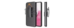 For iP15 Pro Max Weave Premium 3in1 Combo Holster Kickstand Case Cover - Black