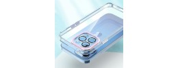 For iP15 Pro Max Transparent Clear Hybrid with Matching Metal Buttons and Camera Protection - Rose Gold