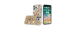 For iP15 Pro Max Cross Full Diamond Bling Case Cover - Gold