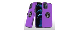 For iP15 Pro Max CHIEF Oil Painted Magnetic Ring Stand Hybrid Case Cover - Dark Purple