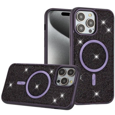 For iP15 Pro Max Diamond [Magnetic Circle] with CD Pattern Hybrid - Purple