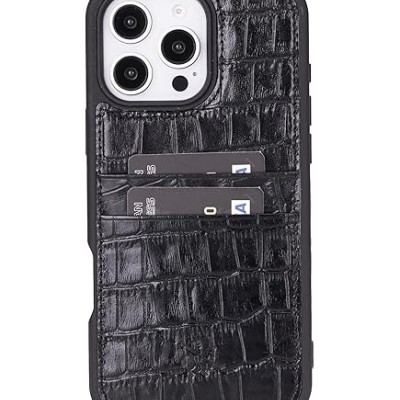 For iP16 Pro Croc Bling Case - Black