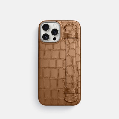 For iP16 Pro Croc Bling Case - Brown