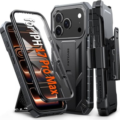 For iP17 Pro Max Adventurer Heavy Duty Case With Clip - Black