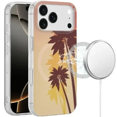 For iPhone 17 [Magnetic] Double Layer Design IMD Case - Coconut  Palm
