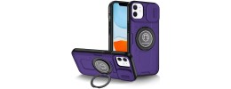 For iPhone 11 (XI6.1) Push Mount Friendly Camera Protective [Ring Stand] Hybrid Case - Dark Purple