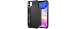For iPhone 11 METKASE Luxury Wallet Card ID Zipper Money Holder in Slide-Out Package - Black