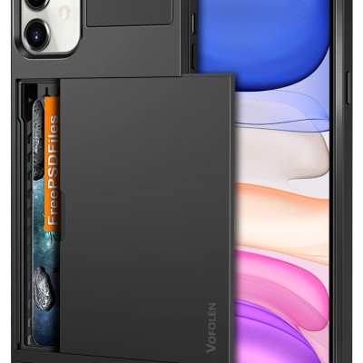 For iPhone 11 METKASE Luxury Wallet Card ID Zipper Money Holder in Slide-Out Package - Black