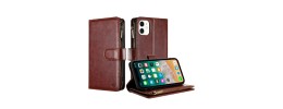 For iPhone 11 METKASE Luxury Wallet Card ID Zipper Money Holder in Slide-Out Package - Brown