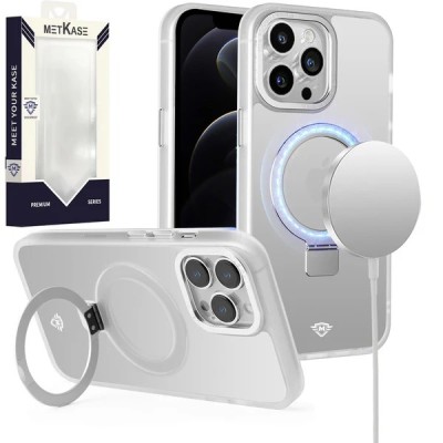For iPhone 11 METKASE Magnetic Metal Surrounded Ring Stand Hybrid in Slide-Out Package - Clear