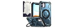 For iPhone 11 METKASE Magnetic Ring Stand Premium Ultra Rugged ShockProof Hybrid in Slide-Out Package - Light Blue