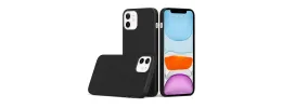 For iPhone 11 (XI6.1) PU Leather with inner [Magnetic Circle] Colored Metal Buttons - Black