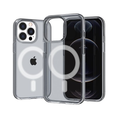 For iPhone 11 Pro MAX (XI6.5) Beautiful Floral [Magnetic Circle] ShockProof Transparent Hybrid Design - E