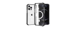 For iPhone 11 Pro MAX (XI6.5) Beautiful Floral [Magnetic Circle] ShockProof Transparent Hybrid Design - H