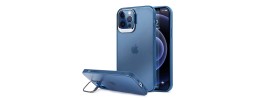 For iPhone 11 Pro MAX (XI6.5) Dazzle [Magnetic Circle] Kickstand Alloy Chrome Transparent Hybrid - Navy Blue