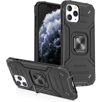 For iPhone 11 Pro MAX (XI6.5) Robust Magnetic Kickstand Hybrid - Black